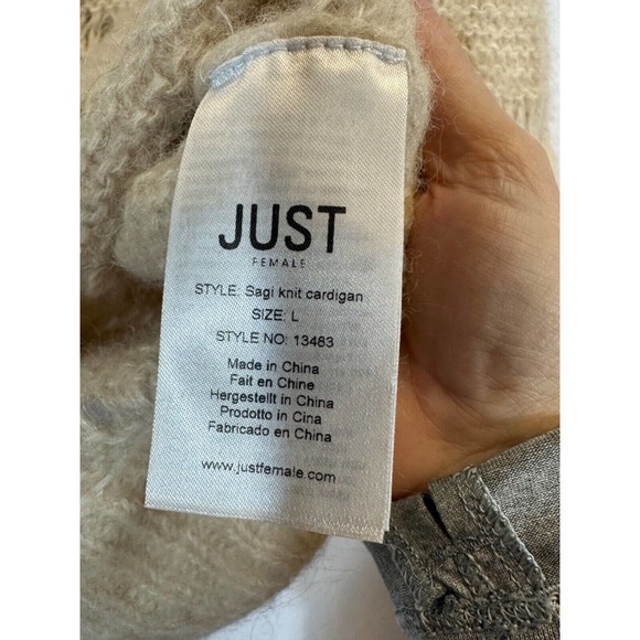 JUST FEMALE SAGI KNIT CARDIGAN BUTTERCREAM SIZE L Alpaca Wool Blend Sweater A6 - Picture 3 of 7